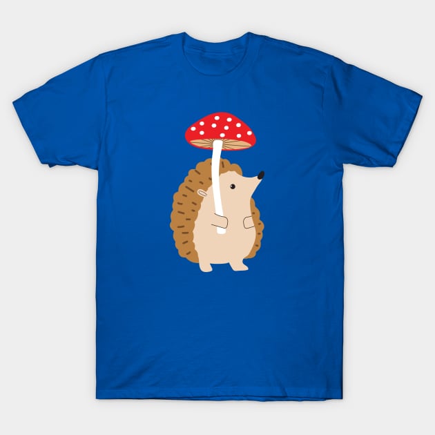 Hedgehog holding a mushroom T-Shirt by Jennifer Ladd